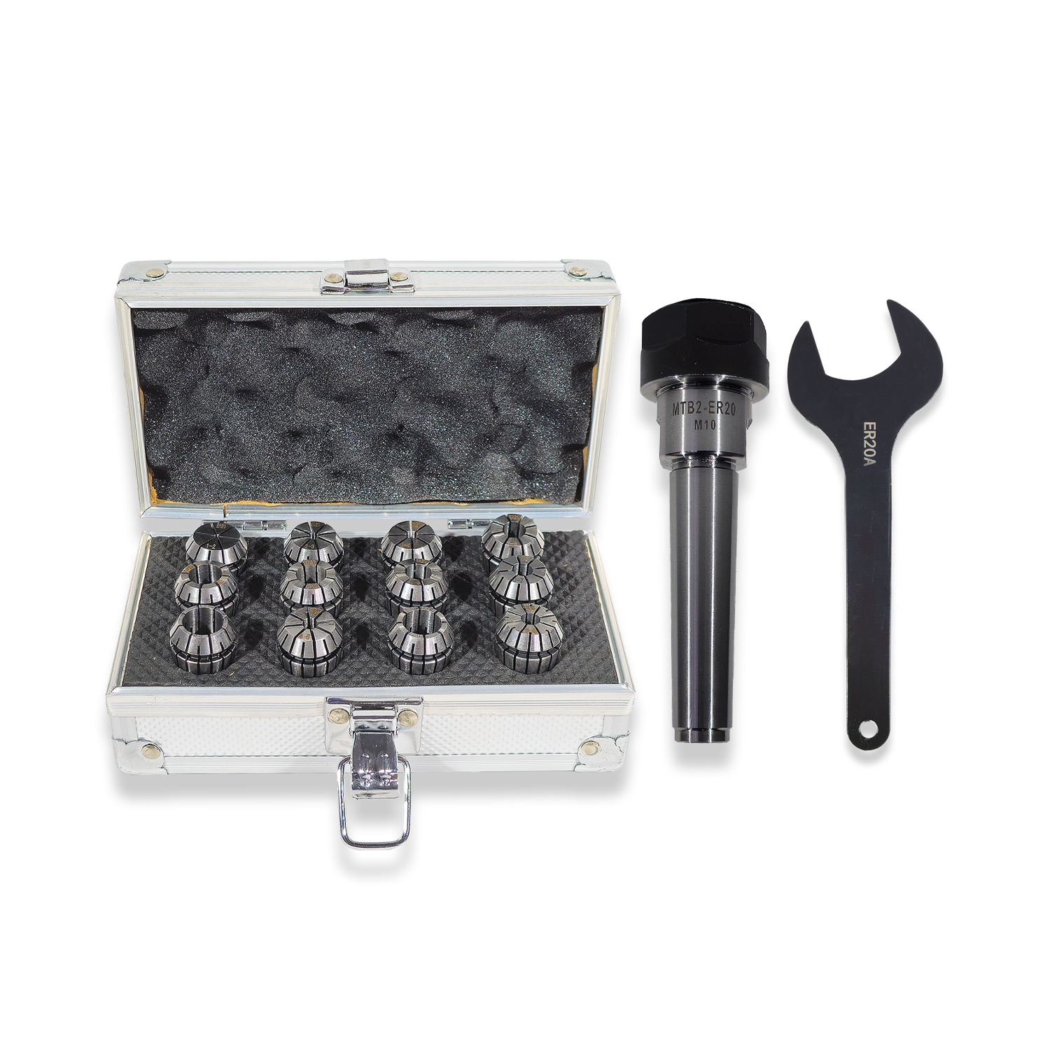 2MT ER20 Collet Chuck & 12pc 1.5-13mm Collet Set Myford Lathe Size