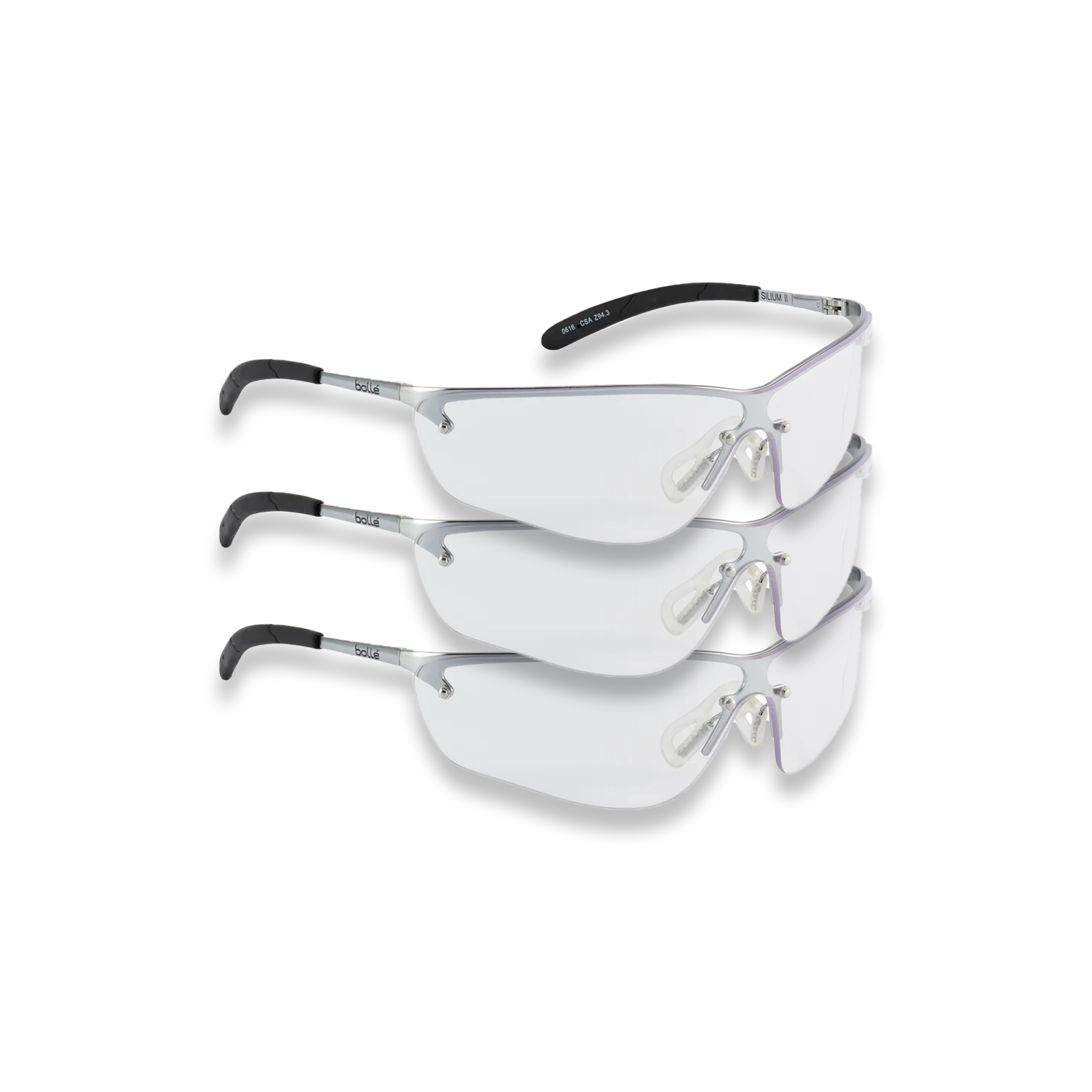 Bolle Safety Glasses Silum Range SILPSI Clear Lens Anti Mist x 3 pairs