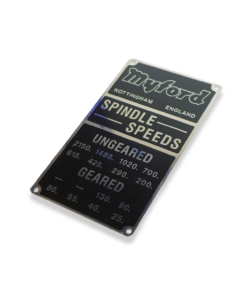 Alternative view of CLASSIC MYFORD SPINDLE SPEED PLATE FOR SUPER 7 / ML7
