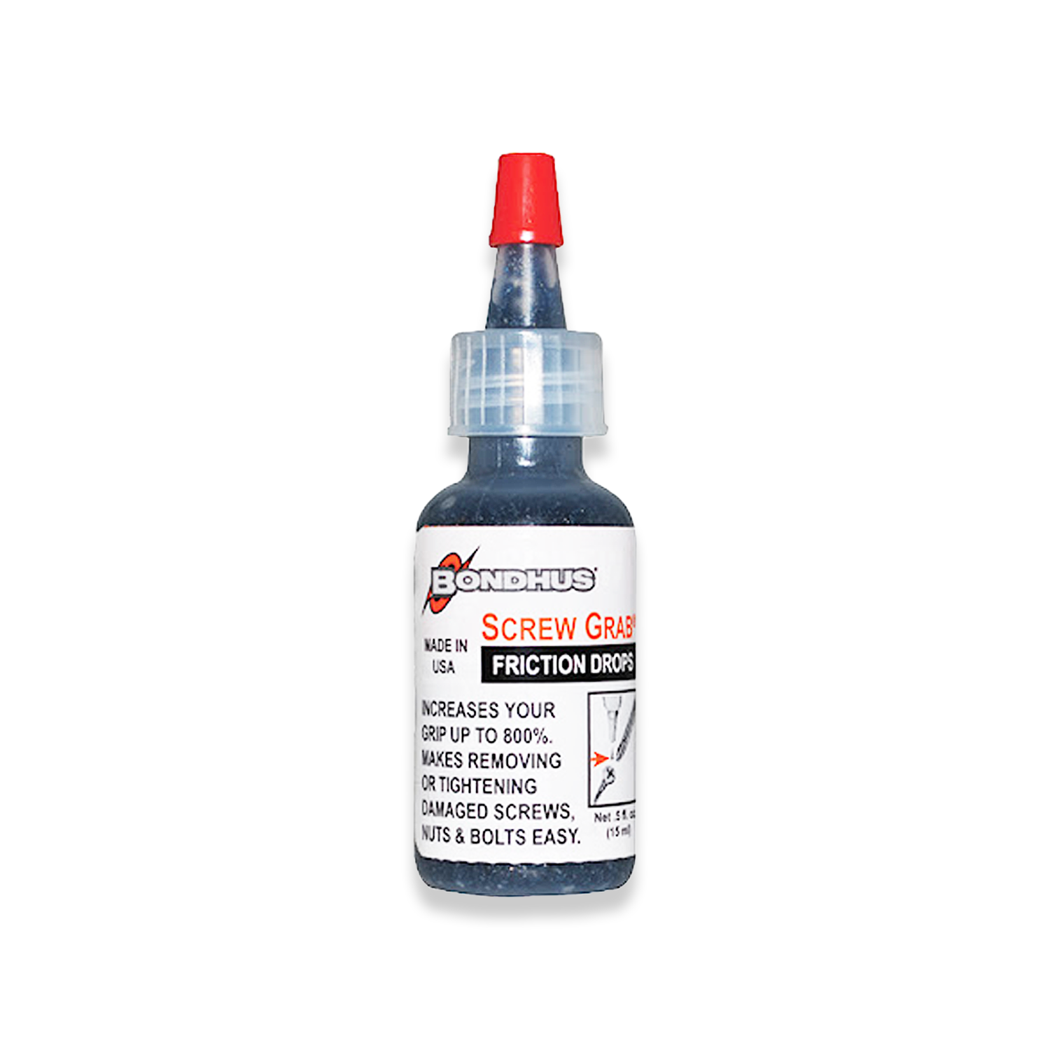 BONDHUS Screw Grab Friction Drops 15ml. Removes Or Tightens Stripped Screws 94205