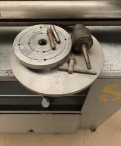 Alternative view of Myford ML8 wood turning lathe with cabinet attachments motor accessories