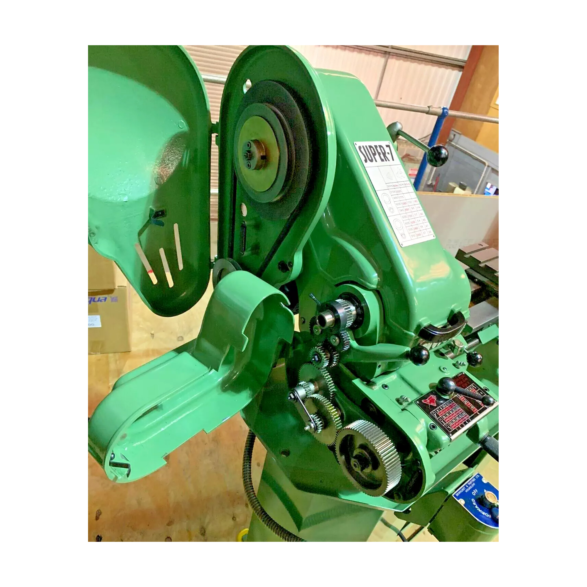 Myford Super 7 lathe with gearbox power cross feed motor switch quick change - Image 4