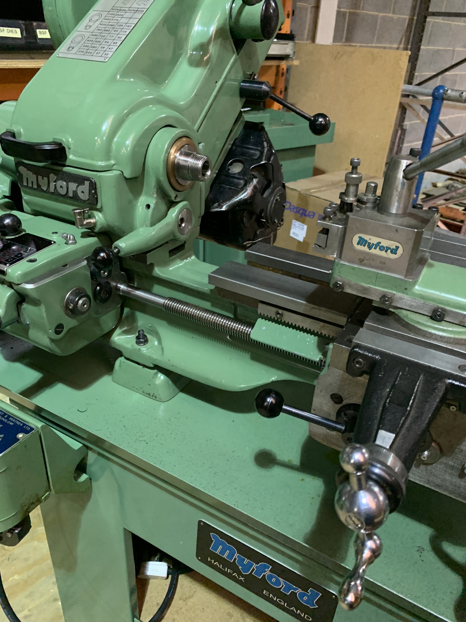 Myford Super 7 lathe with gearbox power cross feed motor switch quick change - Image 12