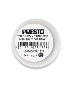 PRESTO 7/32" x 24TPI BSW HSS CIRCULAR SPLIT DIE