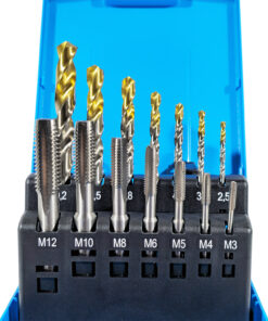 Alternative view of PRESTO M3-M12 METRIC HSS TAP AND TIN TIPPED DRILL SET
