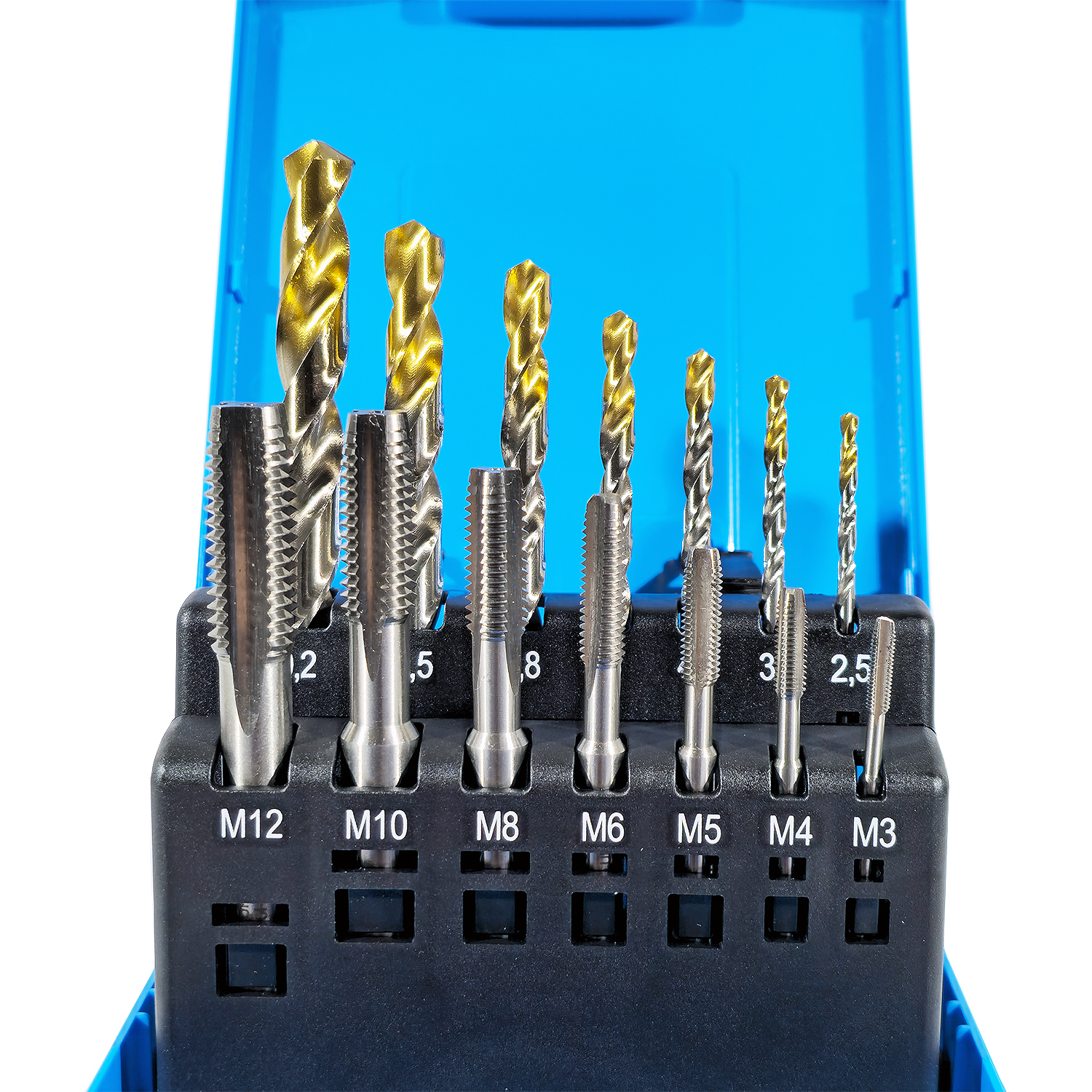 PRESTO M3-M12 METRIC HSS TAP AND TIN TIPPED DRILL SET - Image 2